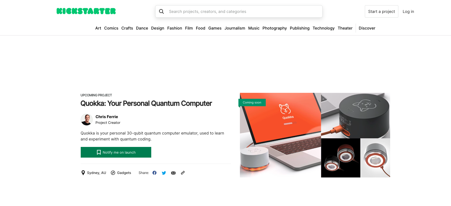 Chris Ferrie Unveils Quokka: A 30-Qubit Quantum Computer Emulator For Consumer Education Soon On Kickstarter.