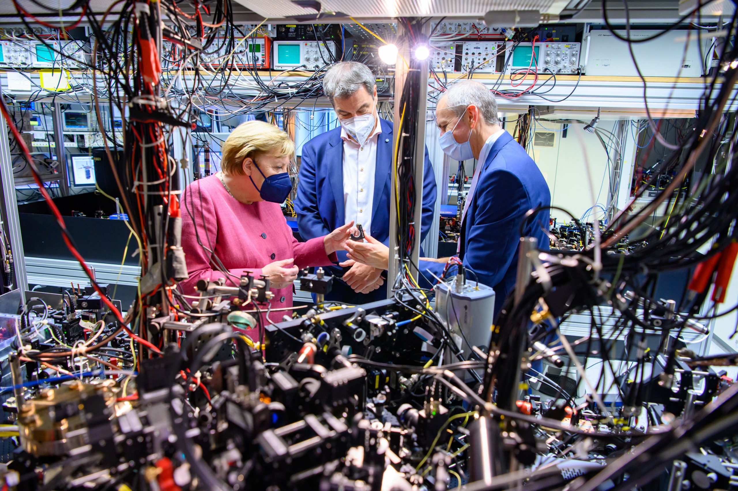 German Chancellor Angela Merkel And Bavarian Prime Minister Markus Söder Show Their Support For Quantum By Visiting Max-Planck-Institute Of Quantum Optics